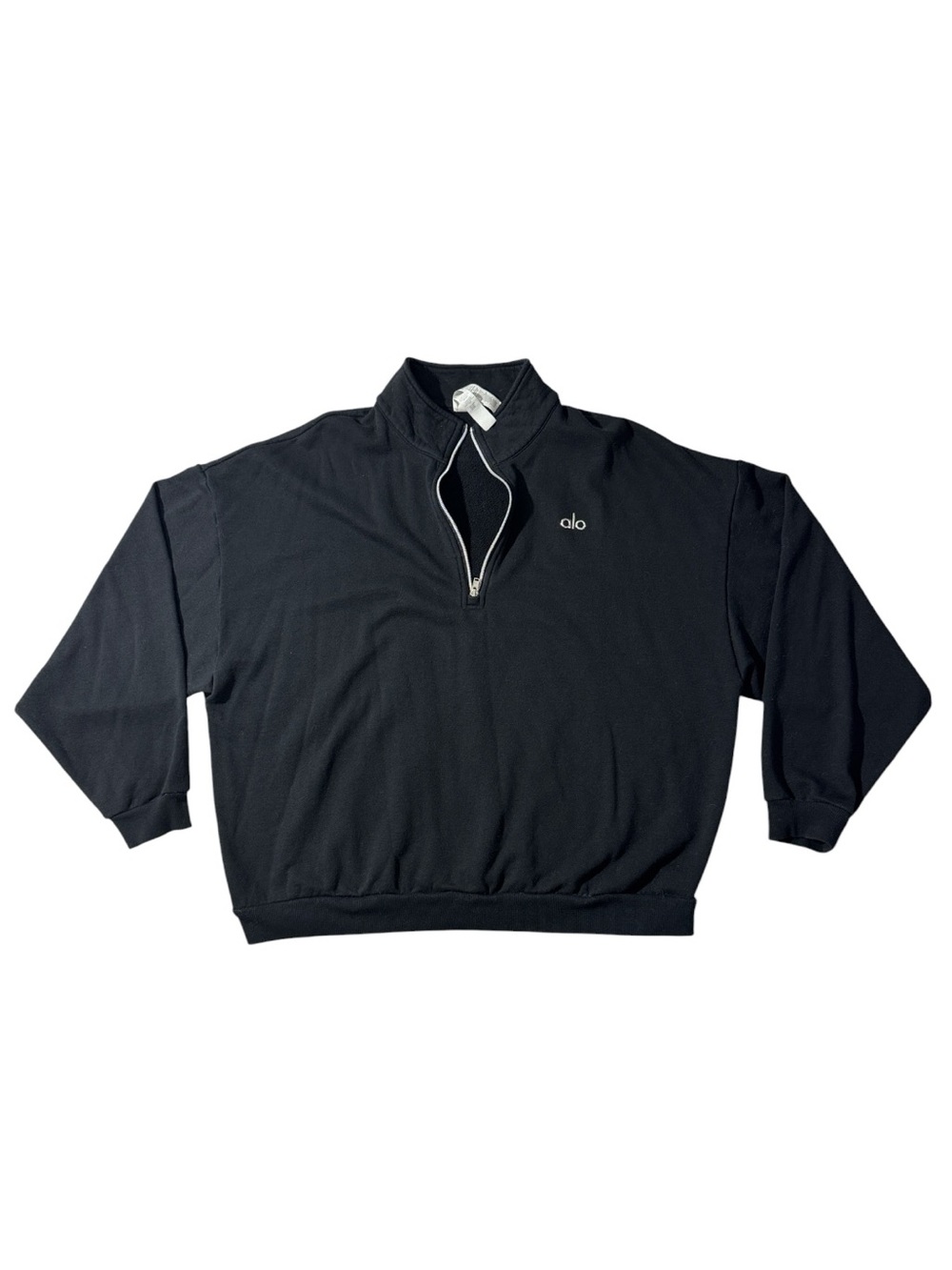 Alo mens XL black Accolade 1/4 zip fleece pullover sweatshirt EUC